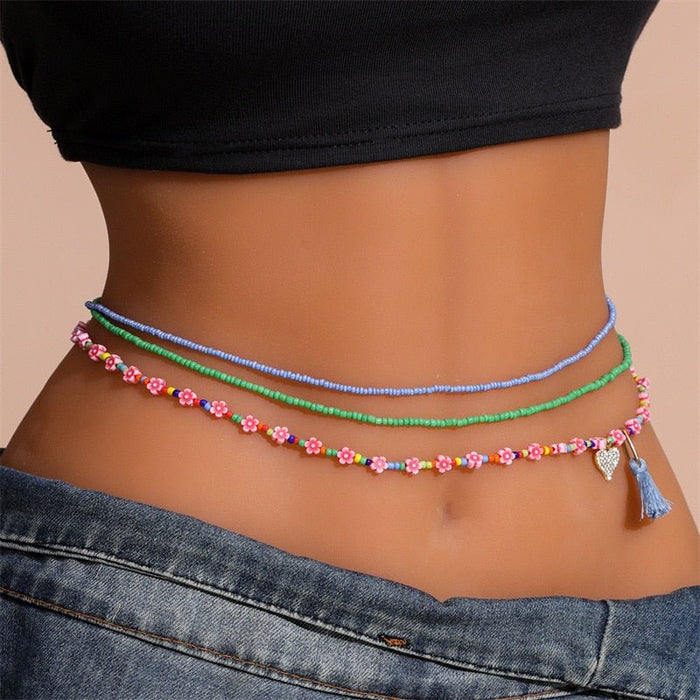 Beads Belly Chain with Flower Detail
