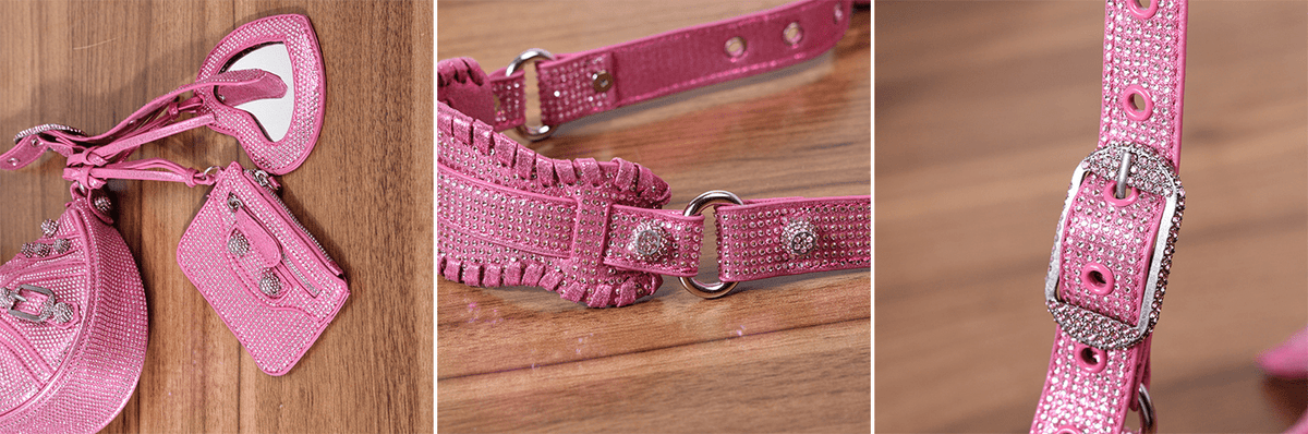 Heart Mirror Shoulder Bag Rhinestone