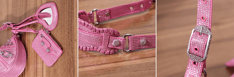 Heart Mirror Shoulder Bag Rhinestone