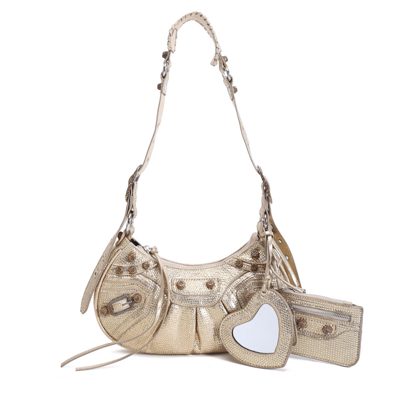 Heart Mirror Shoulder Bag Rhinestone