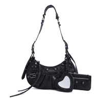 Heart Mirror Shoulder Bag Rhinestone