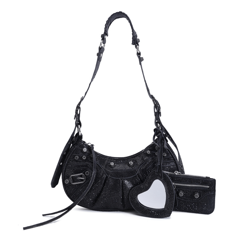 Heart Mirror Shoulder Bag Rhinestone