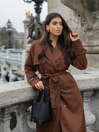 Full Length Suede Trenchcoat Brown