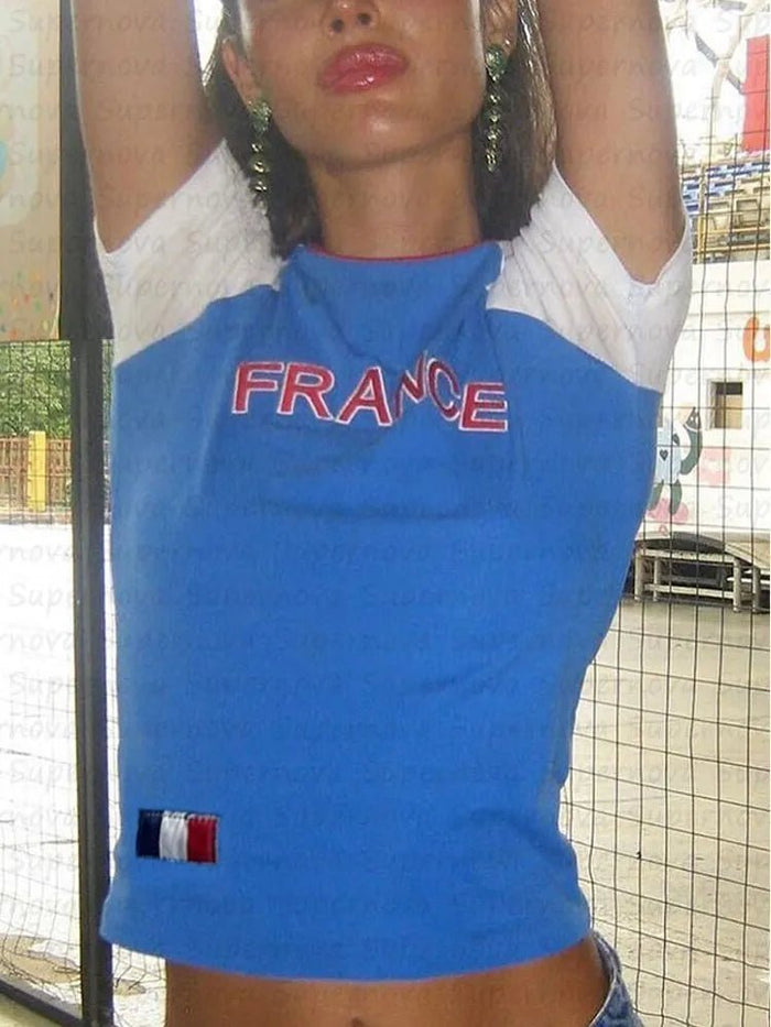 France Crop Top Baby Tee