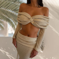 Starfish Knit Off-Shoulder Crop & Maxi Skirt Co-ord