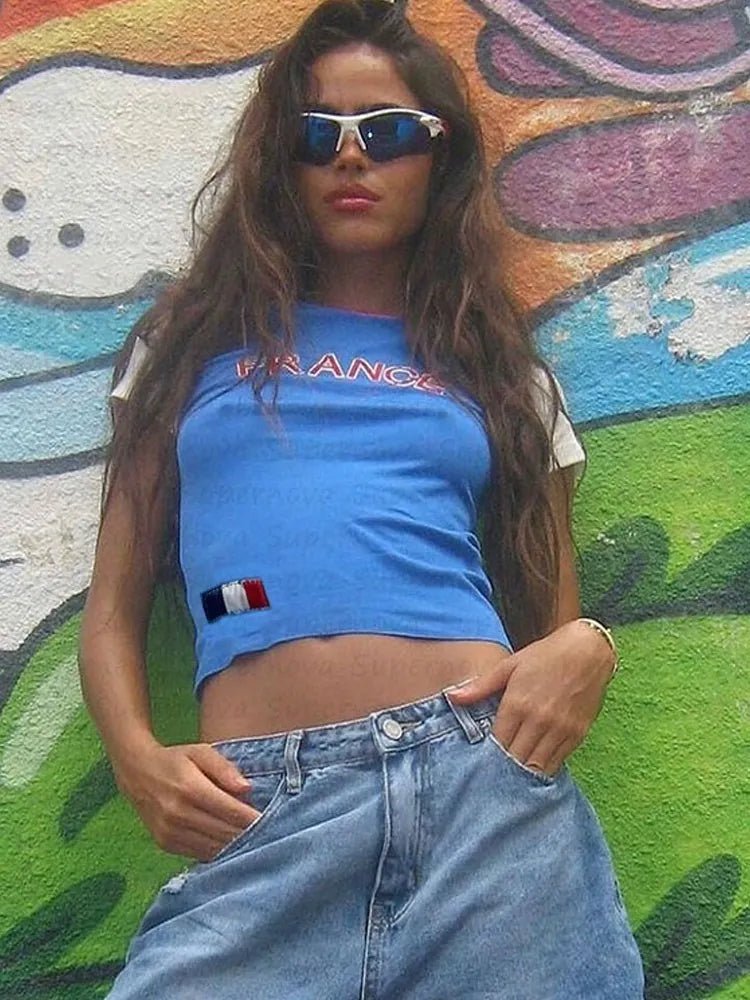 France Crop Top Baby Tee