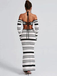 Crochet Striped Co-Ord Set – Monochrome