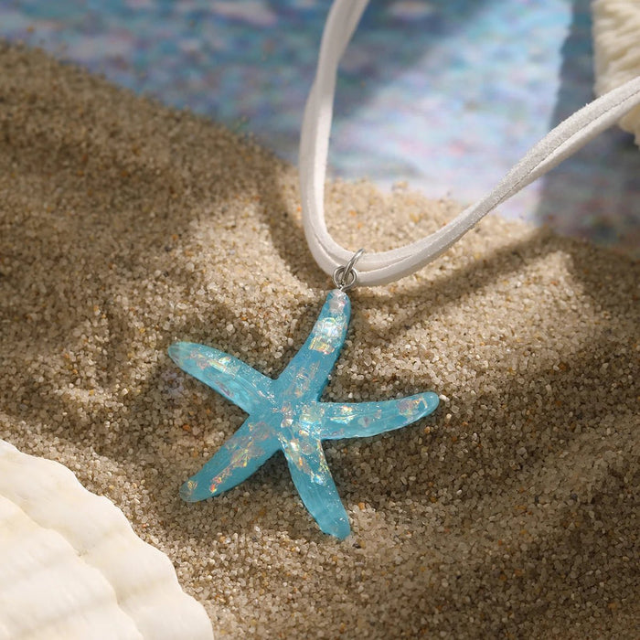Starfish Necklace Blue