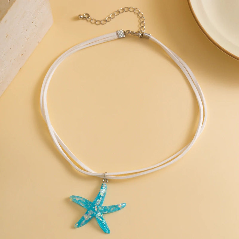 Starfish Necklace Blue