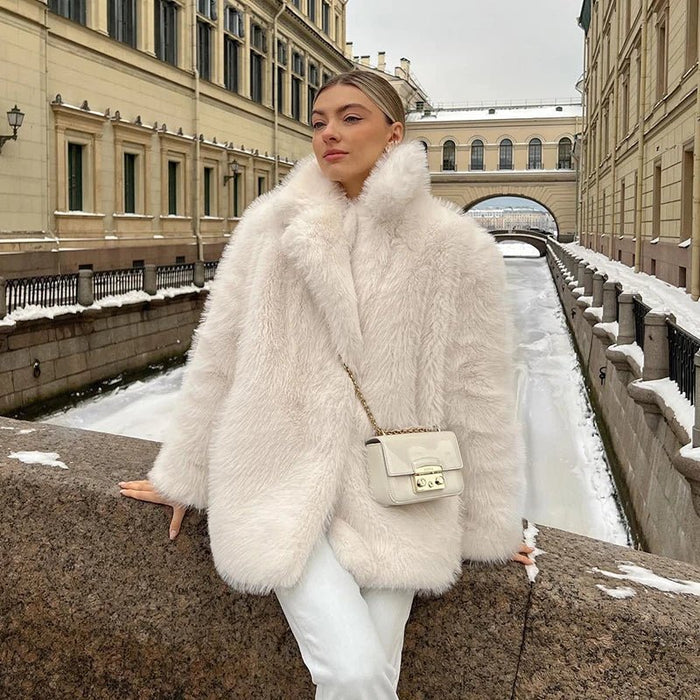 Beige Faux Fur Coat Womens Coats Jackets Vanity Island Magazine