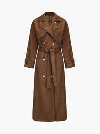 Full Length Suede Trenchcoat Brown