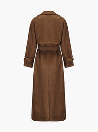 Full Length Suede Trenchcoat Brown