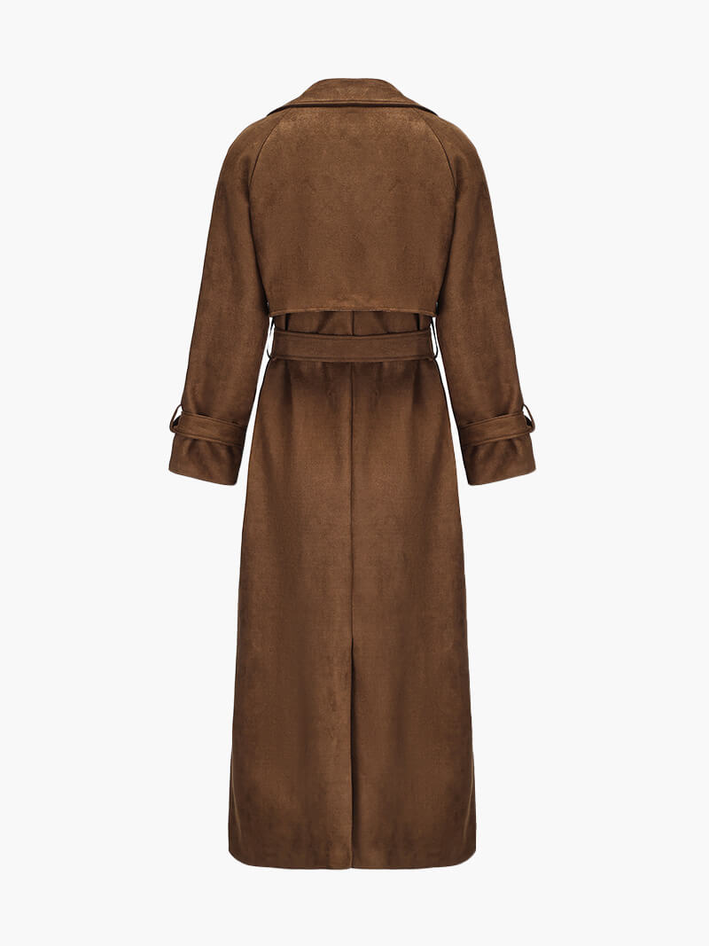 Full Length Suede Trenchcoat Brown
