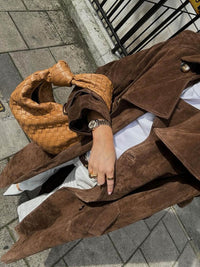 Full Length Suede Trenchcoat Brown