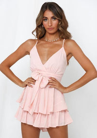 Baby Pink Tie up Flowy Playsuit