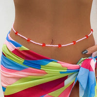 Pink Belly Chain Beaded with Red Heart Detail