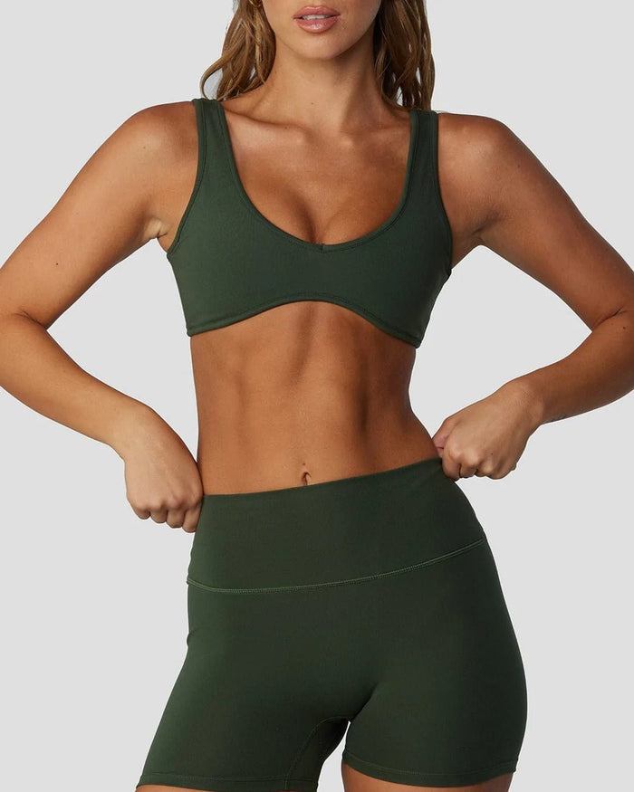 Workout Crop Top in Olive Green