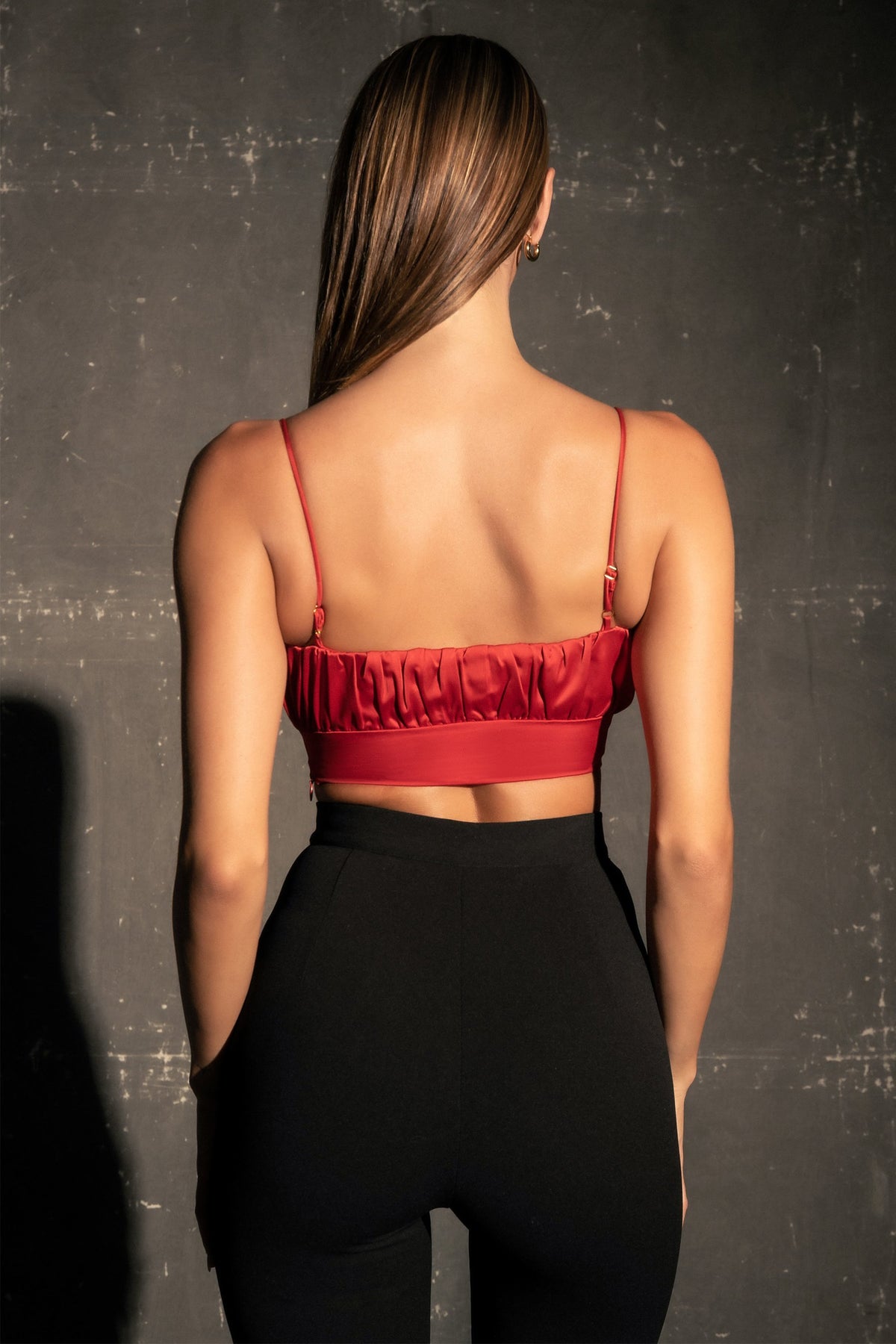 Ruched Bust Crop Top - Red