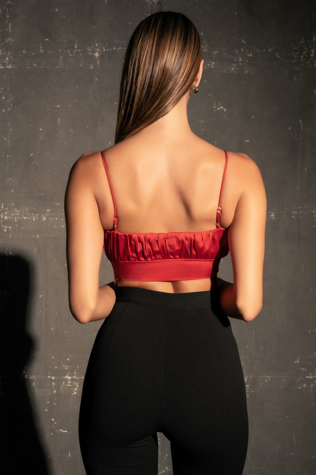 Ruched Bust Crop Top - Red