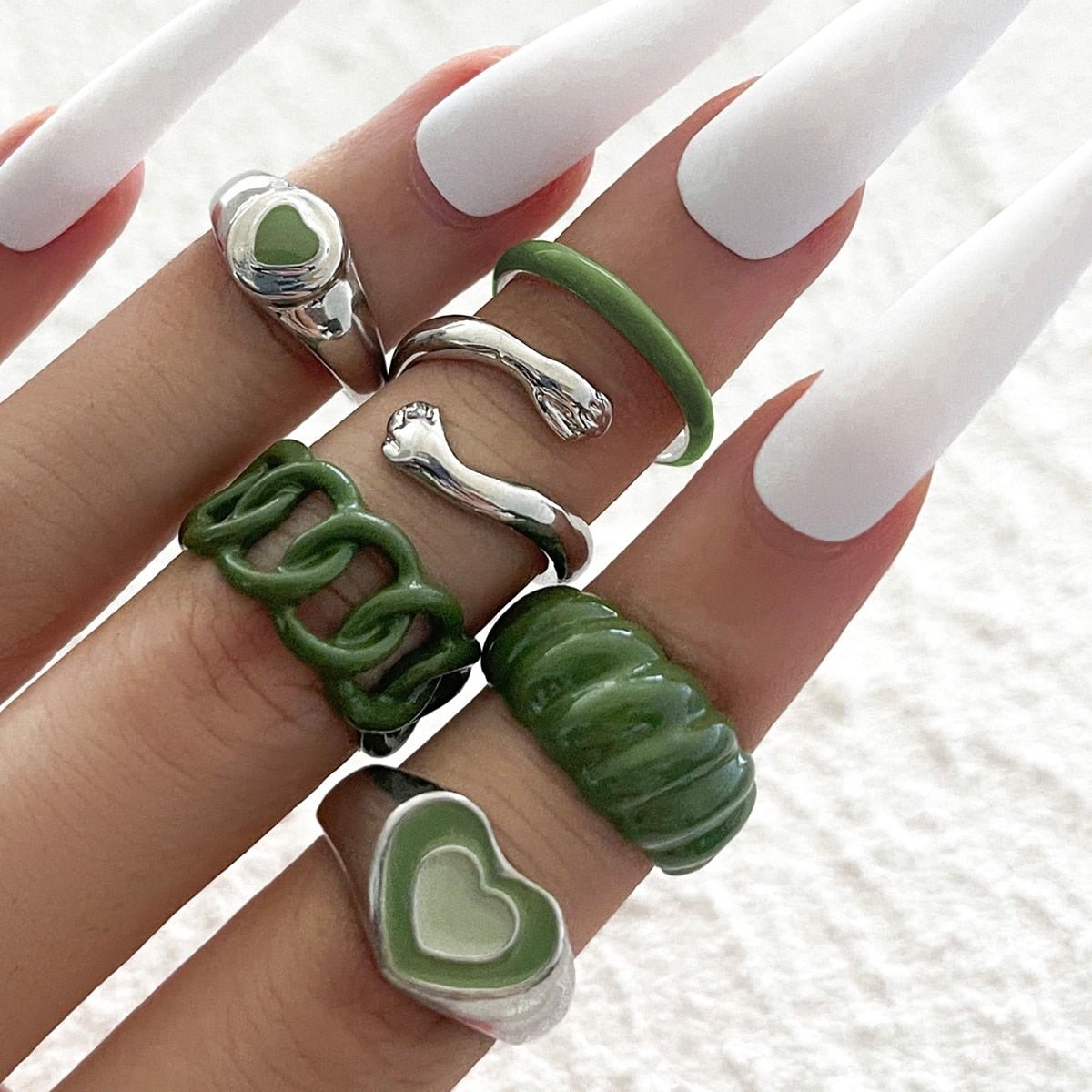 Green Rings Aesthetic Set 6pcs