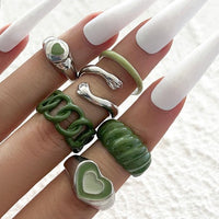 Green Rings Aesthetic Set 6pcs