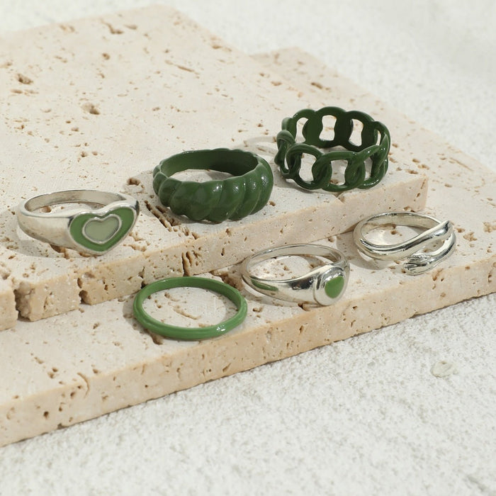 Green Rings Aesthetic Set 6pcs