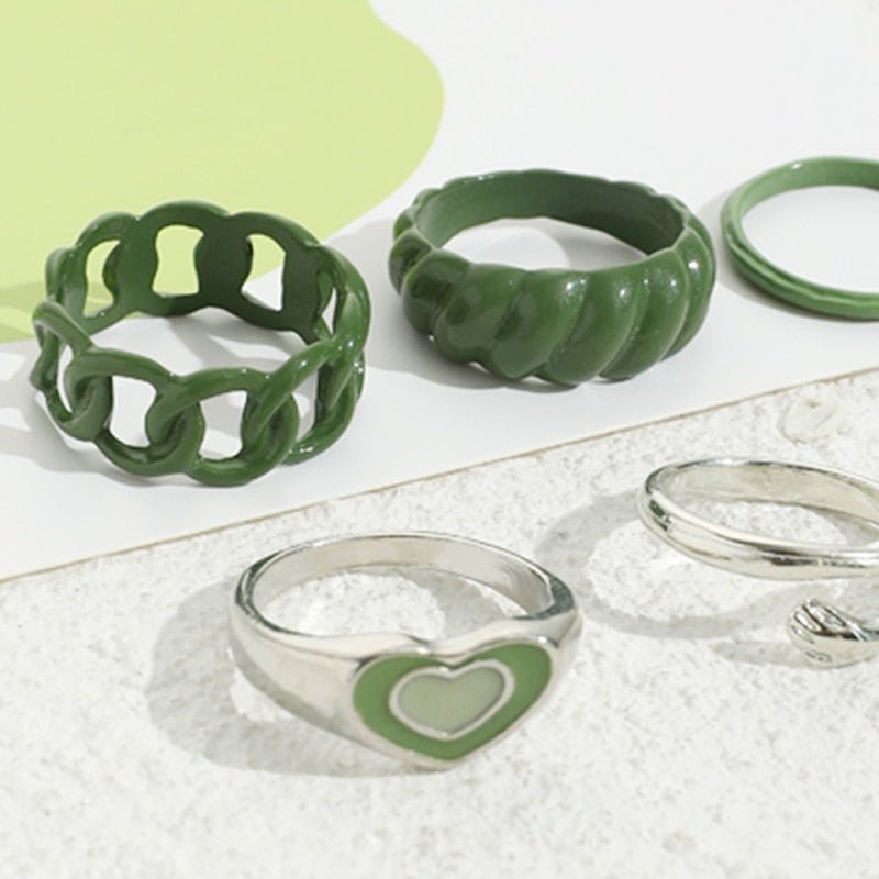 Green Rings Aesthetic Set 6pcs