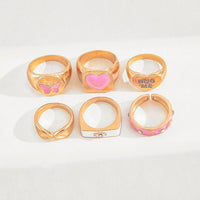 Cute Pink Ring Set 6pcs