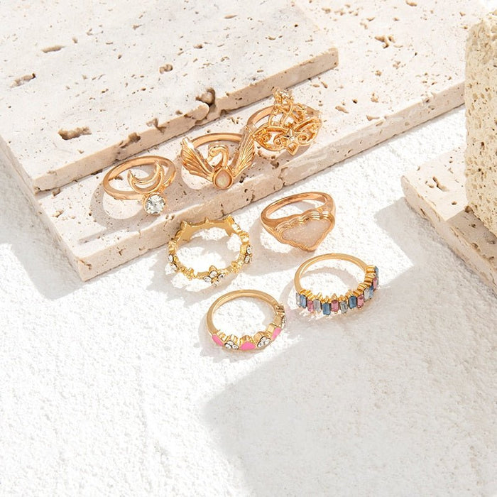 Cute Aesthetic Ring Set 7pcs