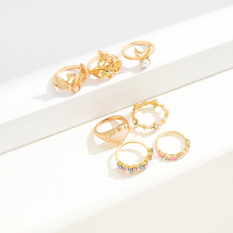 Cute Aesthetic Ring Set 7pcs