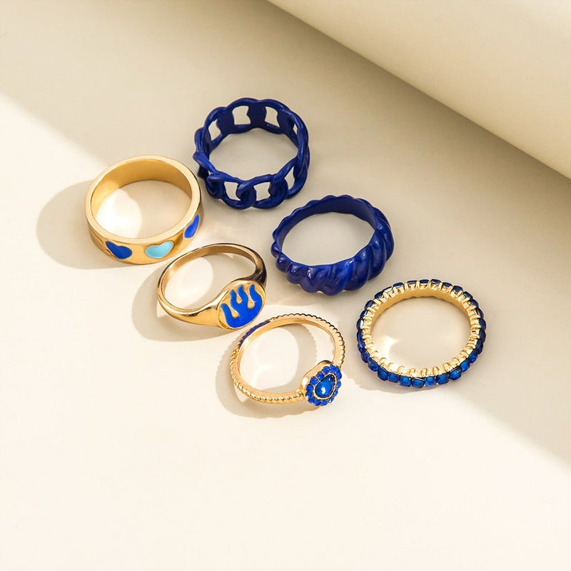Blue Rings Aesthetic Set 6pcs