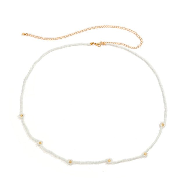 Beaded Waist Chain with Flower Detail Boho-inspired