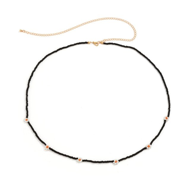 Beaded Waist Chain with Flower Detail Boho-inspired