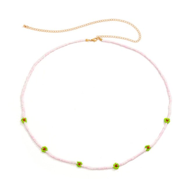 Beaded Waist Chain with Flower Detail Boho-inspired