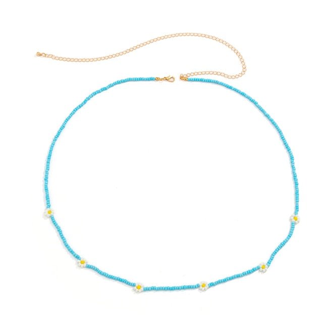 Beaded Waist Chain with Flower Detail Boho-inspired