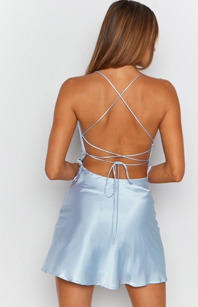 Backless Dress Baby Blue