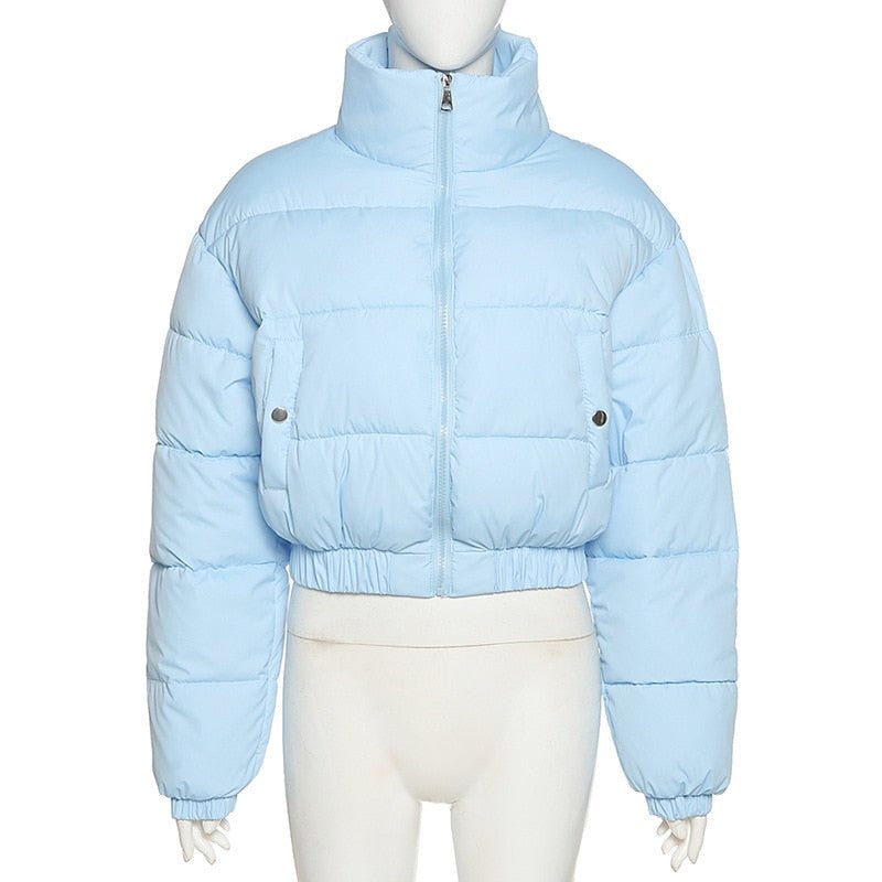 Baby blue puffer jacket with hood cheap