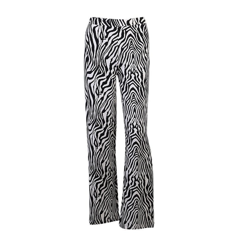 Zebra Print Pants Wide Leg