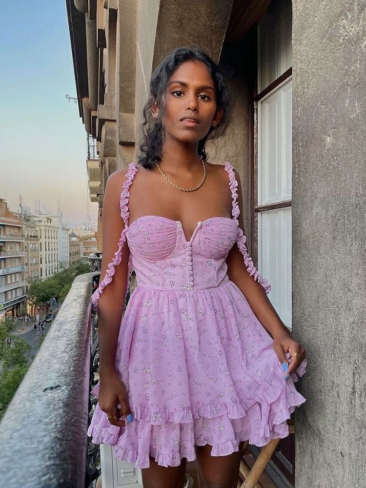 Purple Sundress Flower Detail – Vanity Island Magazine