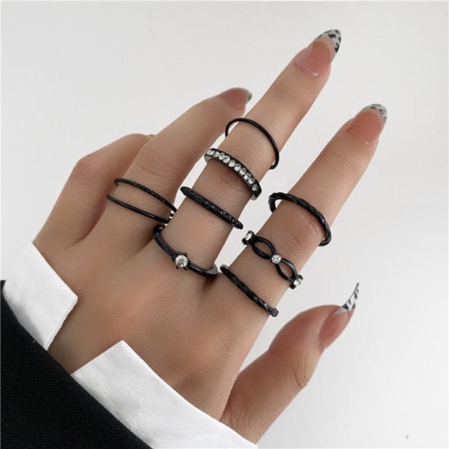 Black Aesthetic Ring Sets