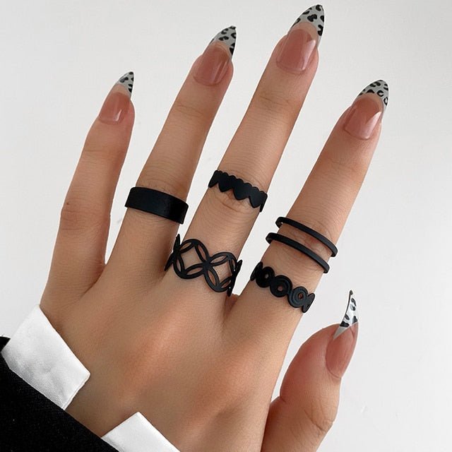 Black Aesthetic Ring Sets