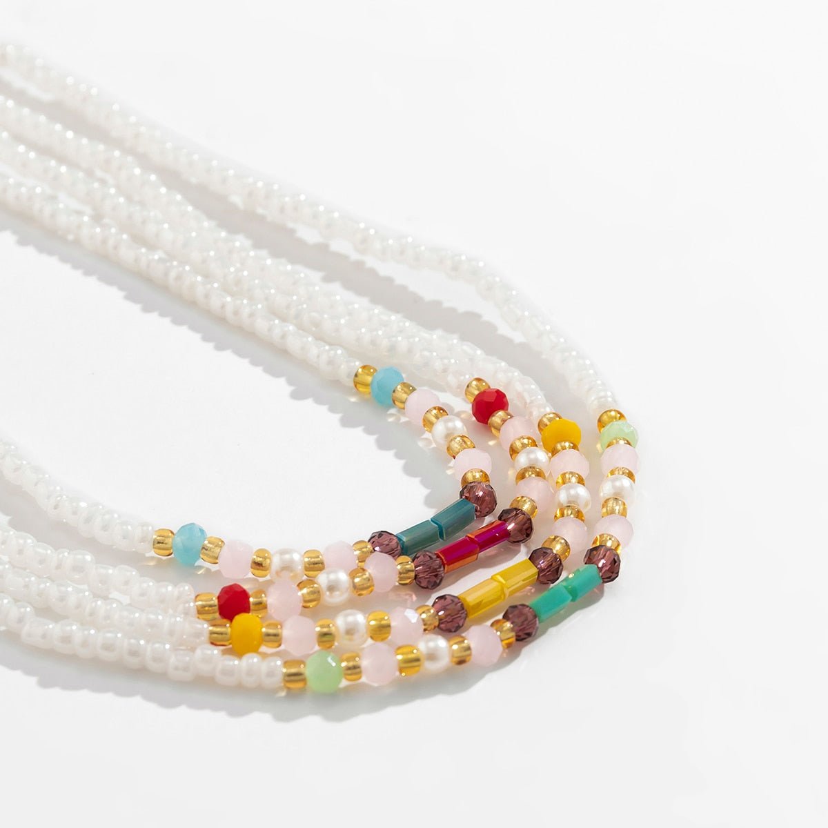 Beaded Multi Layer Waist Chain White