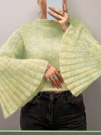 Green Knitted Sweater with Baggy Sleeve