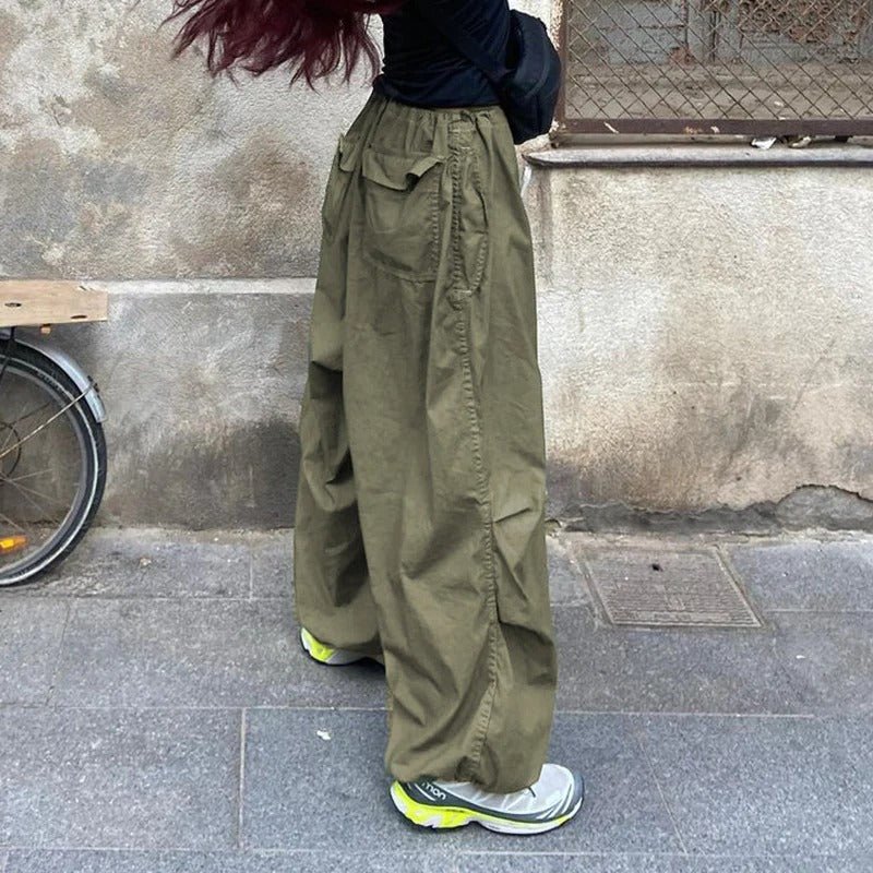 Green Cargo Pants Y2k Streetwear Baggy Oversized Look