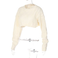 Cropped Knit Sweater in Beige