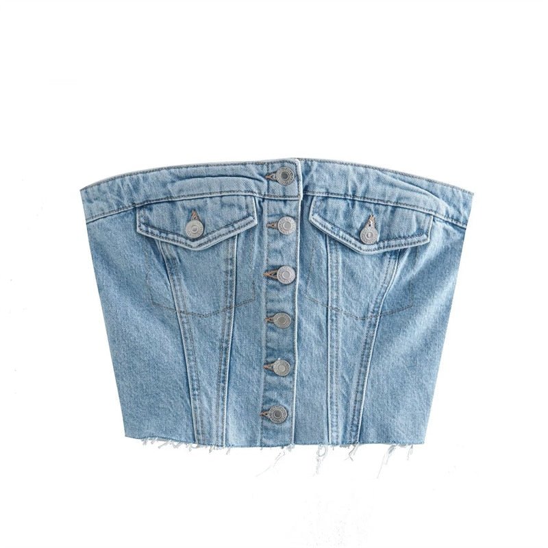 Denim Corset Crop Top