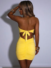 Yellow Bandeau Mini Dress