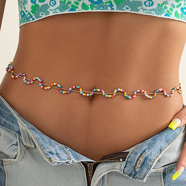 Blue Beaded Belly Chain