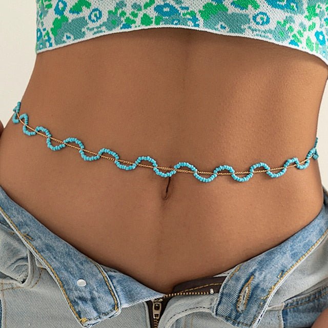 Blue Beaded Belly Chain