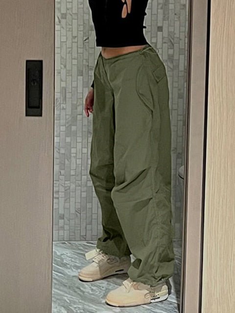 Green Cargo Pants Y2k Streetwear Baggy Oversized Look